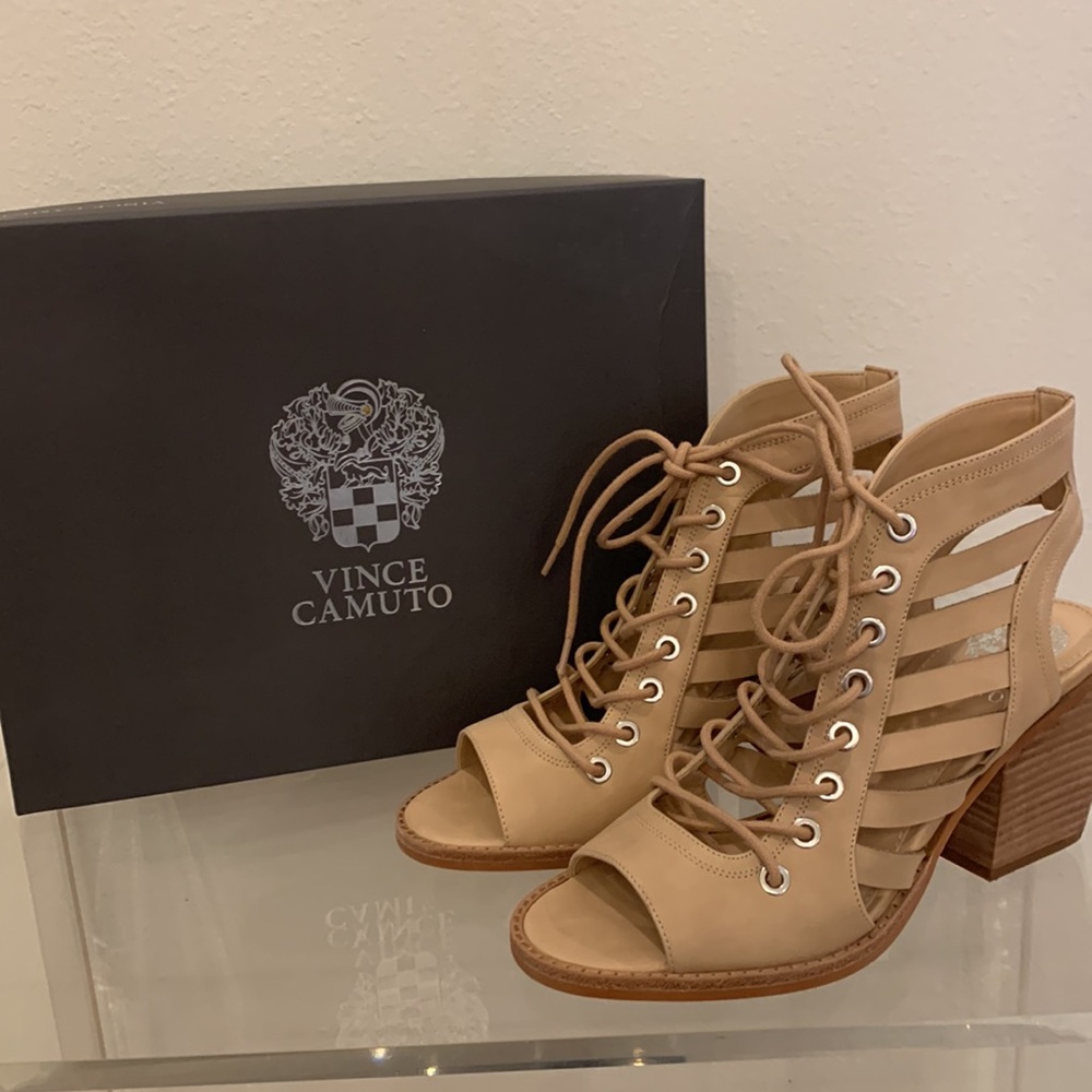 Vince Camuto natural lace-up caged sandals - Picture 8 of 8